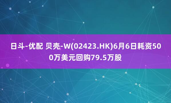 日斗-优配 贝壳-W(02423.HK)6月6日耗资500万美元回购79.5万股