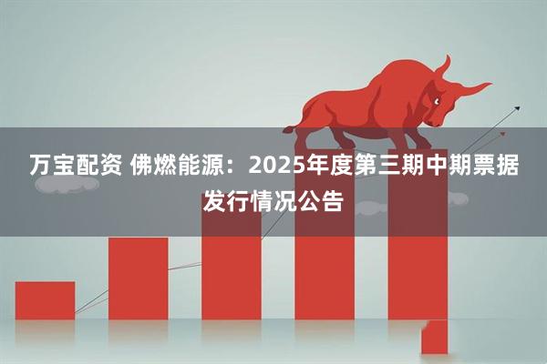 万宝配资 佛燃能源：2025年度第三期中期票据发行情况公告
