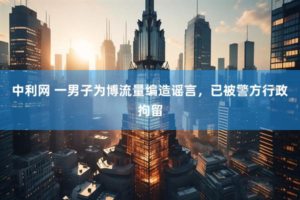 中利网 一男子为博流量编造谣言，已被警方行政拘留